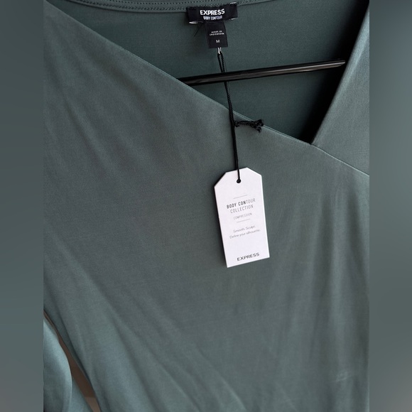 NWT Express Body Contour Asymmetrical Long Sleeve Top Silky Material - Picture 2 of 4
